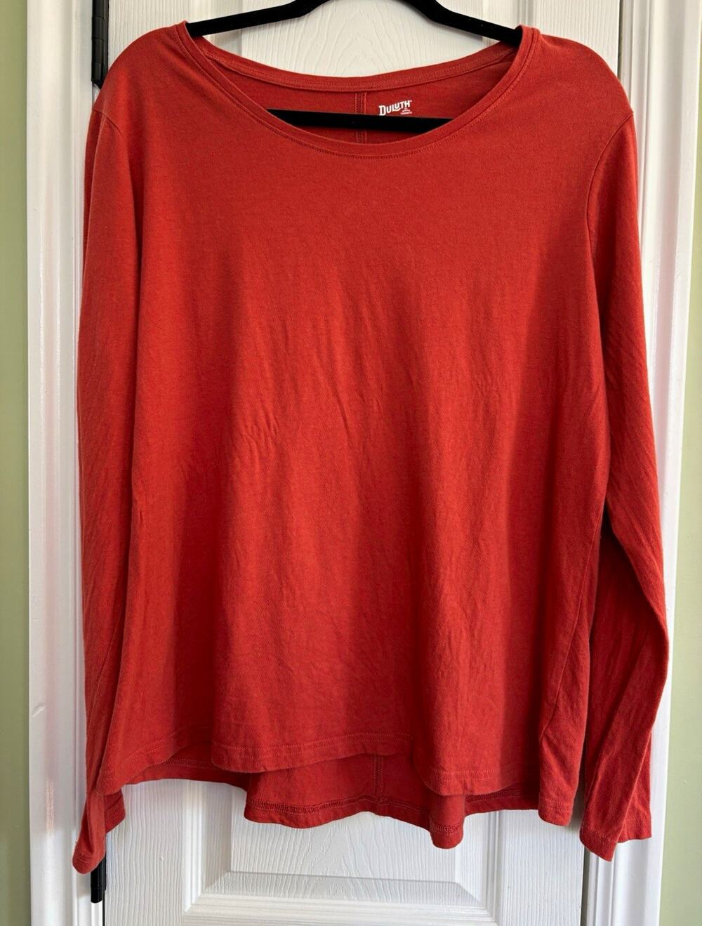 Duluth Trading Co. Women’s Orange Solid Crew Neck Long Sleeve Cotton Tee XL